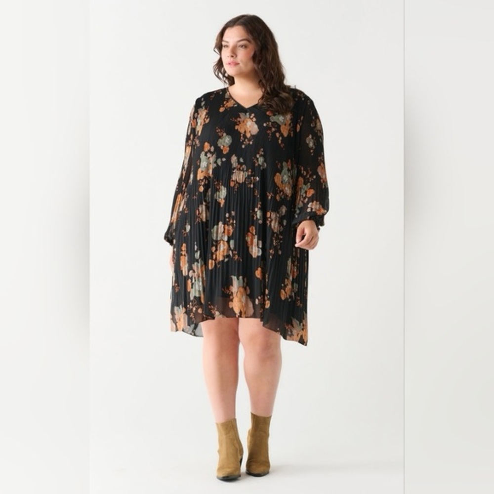 Dex Black Floral Long Sleeve Dress